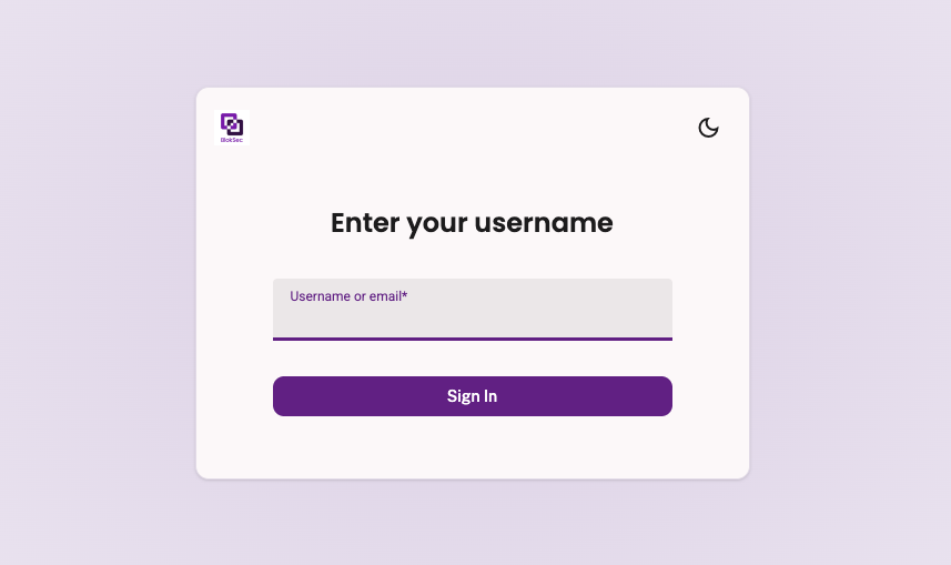 The updated login page design